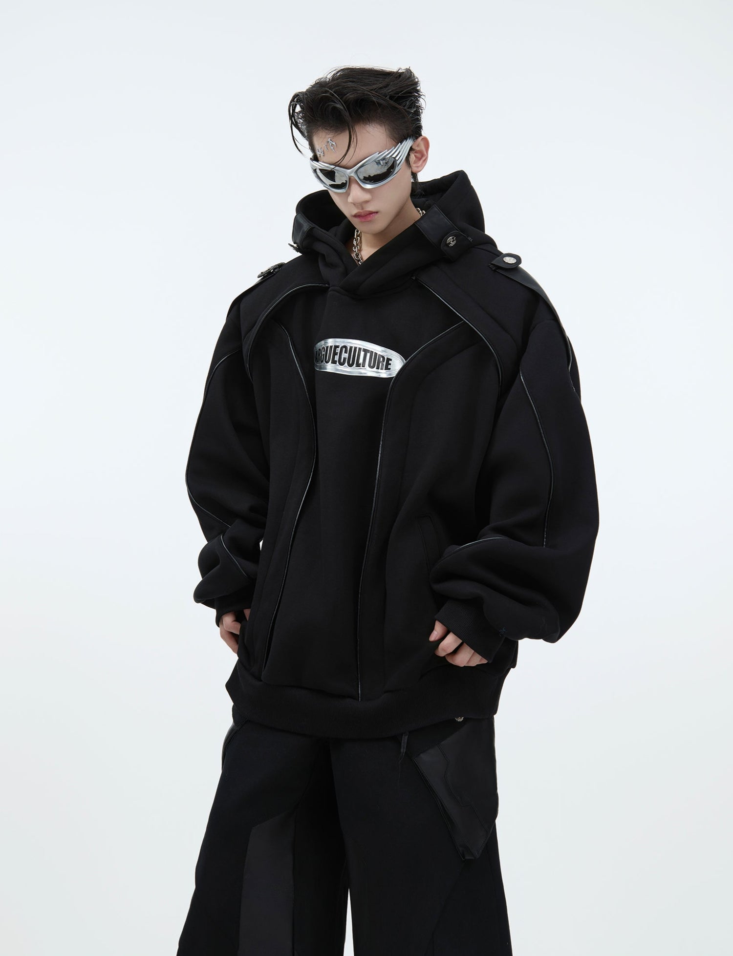 Oversized Deconstructed Fleece-Lined Hoodie