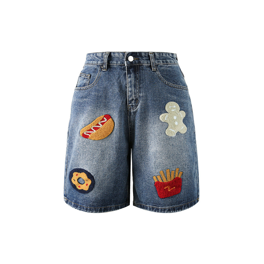 Embroidered Vintage Denim Shorts