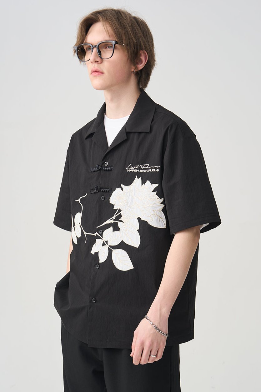 Frog Button Embroidered Shirt