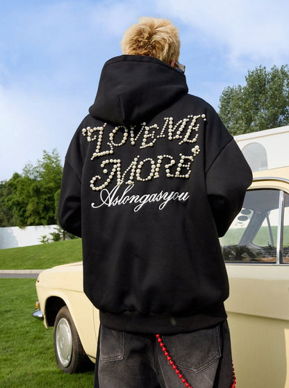 Retro Pearl Handwritten Oversized Hoodie