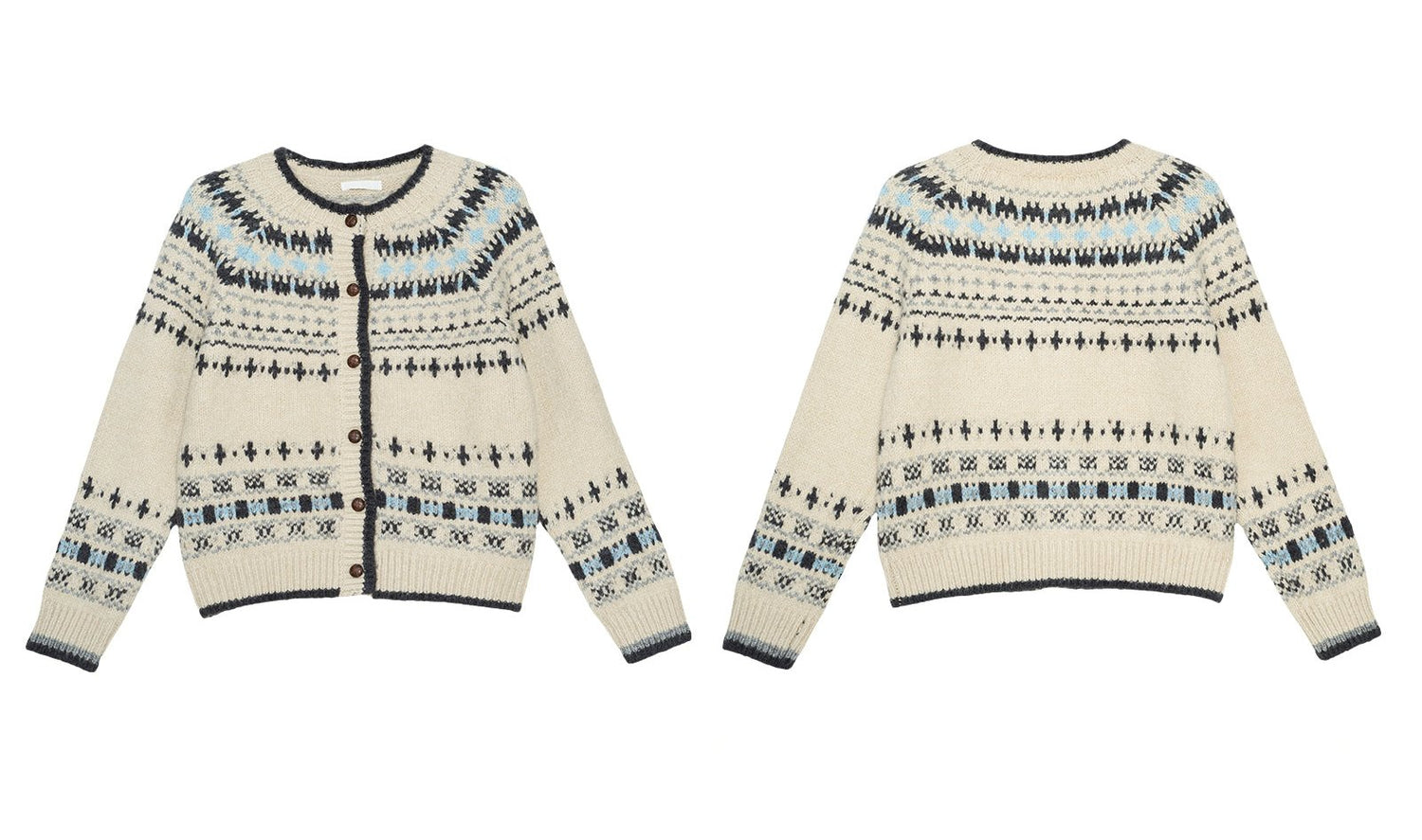 Vintage Crew Neck Fair Isle Cardigan