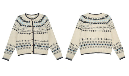 Vintage Crew Neck Fair Isle Cardigan