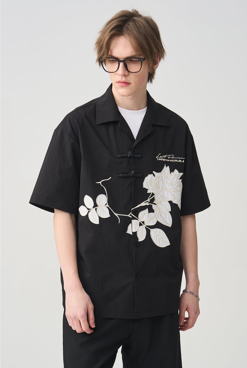 Frog Button Embroidered Shirt