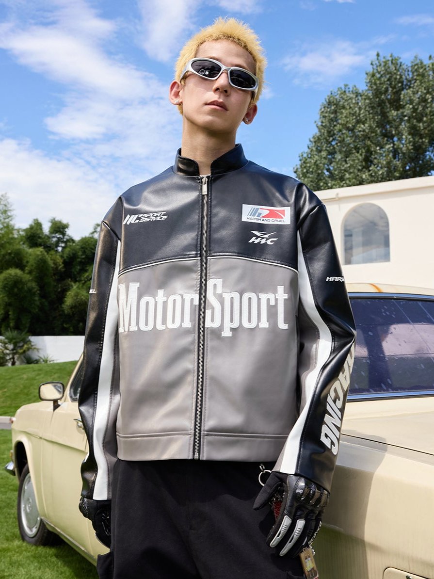 Vintage Embroidered Leather Racing Jacket