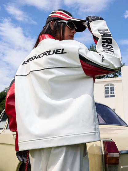 Vintage Embroidered Leather Racing Jacket