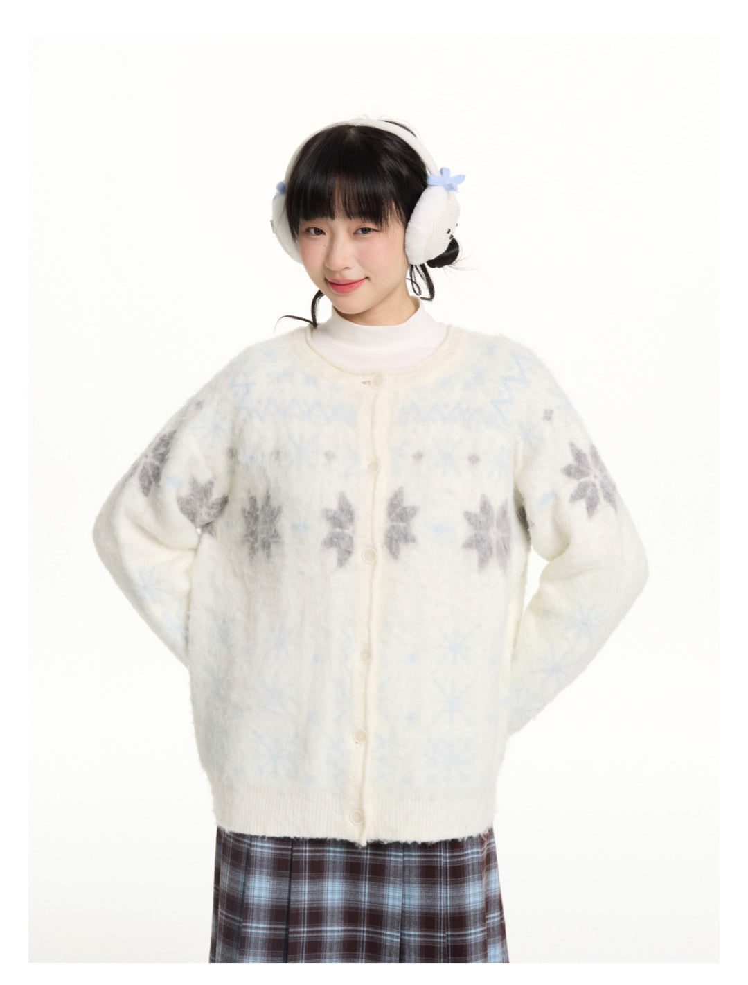 Reversible Snowflake Mohair Knit Cardigan