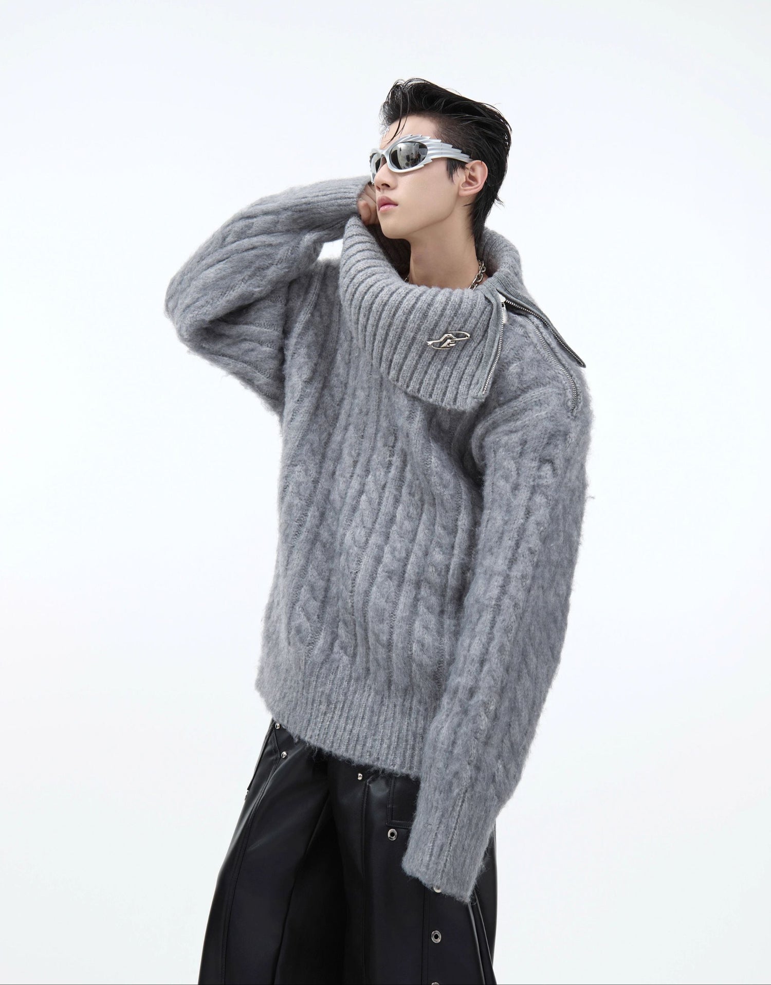 Chunky Cable Knit Turtleneck Sweater