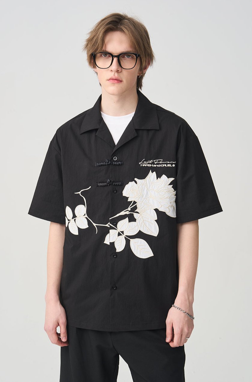 Frog Button Embroidered Shirt