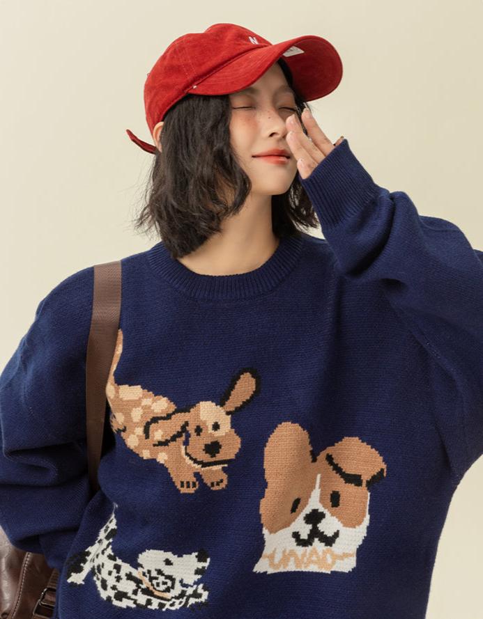 Vintage Dog Graphic Crewneck Pullover