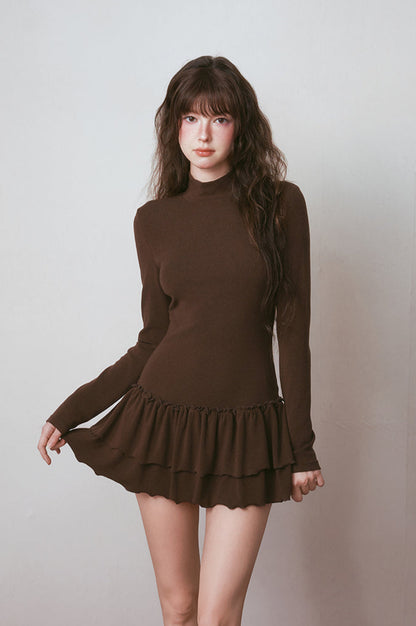 Slim Fit High Ruffled Hem Dress