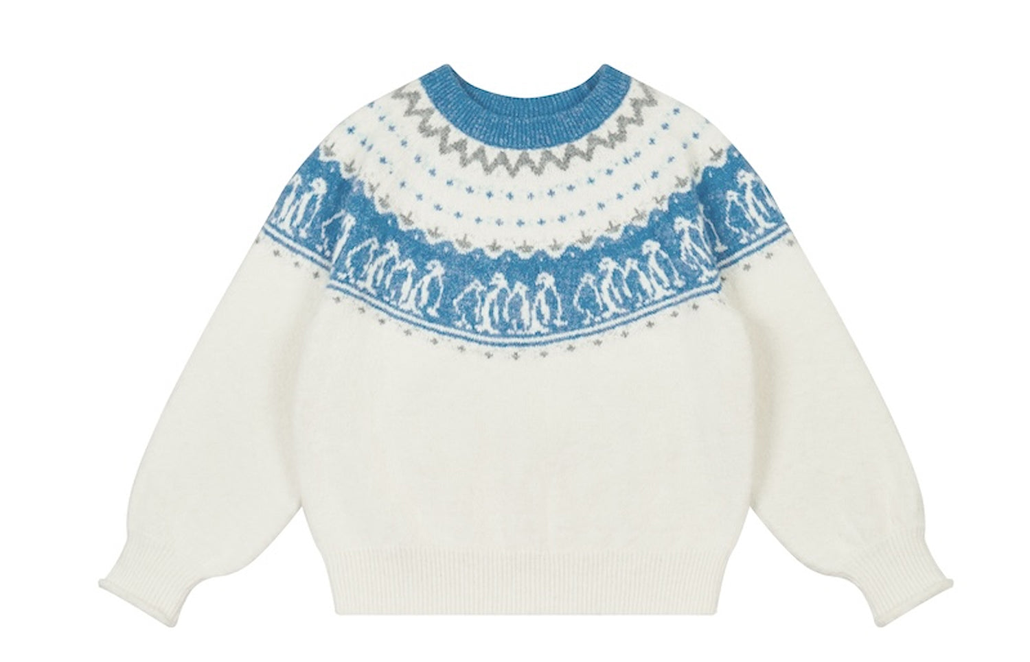 Penguin Pattern Fair Isle Knit Sweater