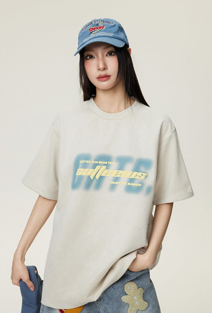 CATTEE Letter Puff Print Tee