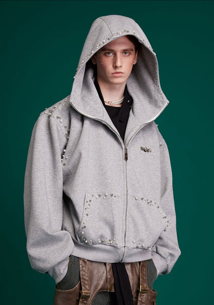 Pearl-Accented Oversized Hoodie