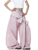 Lace Tie Layered Parachute Pants