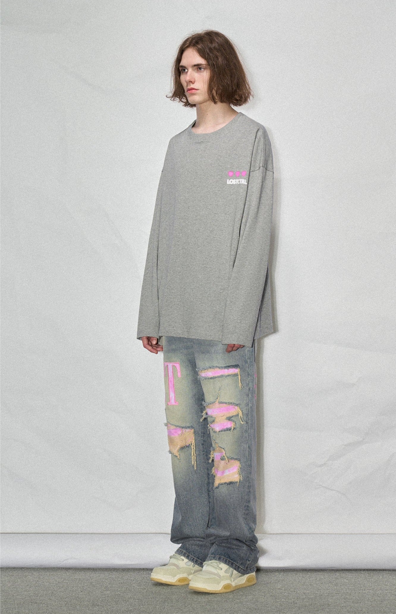 LOSTCTRL Heart Print Long Sleeve Tee