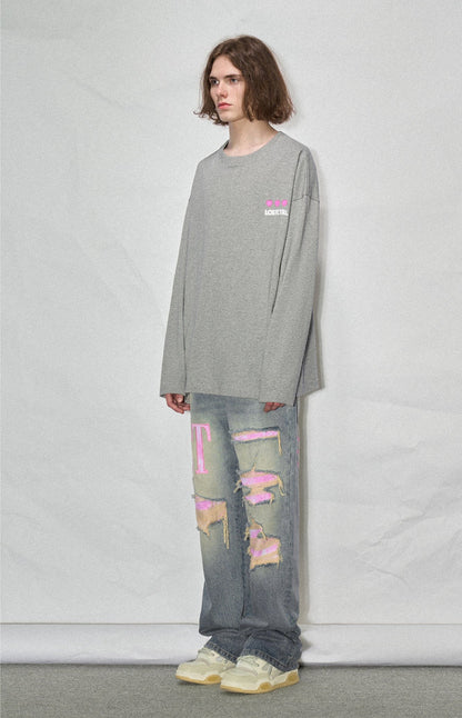 LOSTCTRL Heart Print Long Sleeve Tee