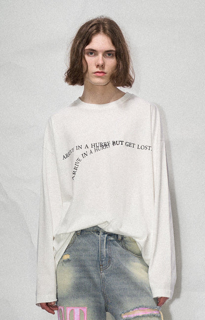 LOSTCTRL Wilted Letter Print Long Sleeve Tee