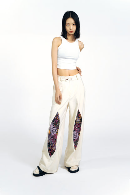 Fireworks Embroidered Straight-leg Pants