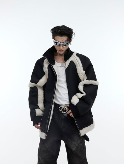 ArguE CulturE Sheep Wool Thickened PU Leather Jacket