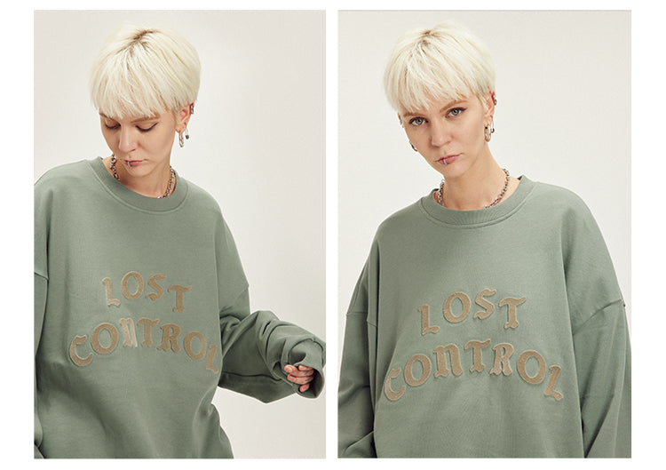 LOSTCTRL Embroidered Logo Print Sweatshirt