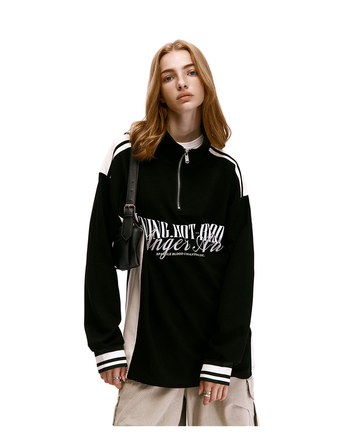 Retro Half-Zip High Neck Sweatshirt