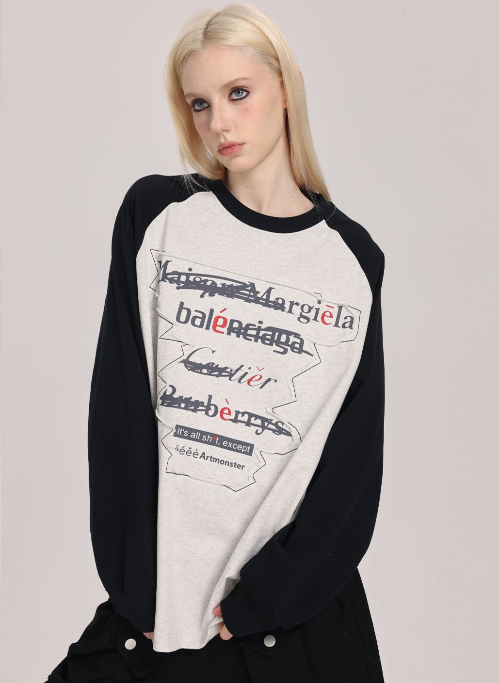 Spoof Brand Letter Print Sweatshirt