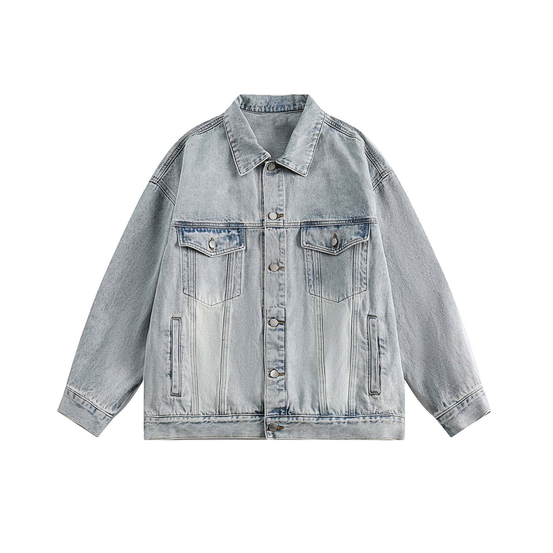 Vintage Turn-down Collar Distressed Denim Jacket