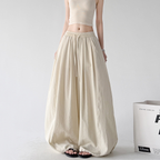 Soft Drape Linen-Blend Wide Leg Pants - CT6234