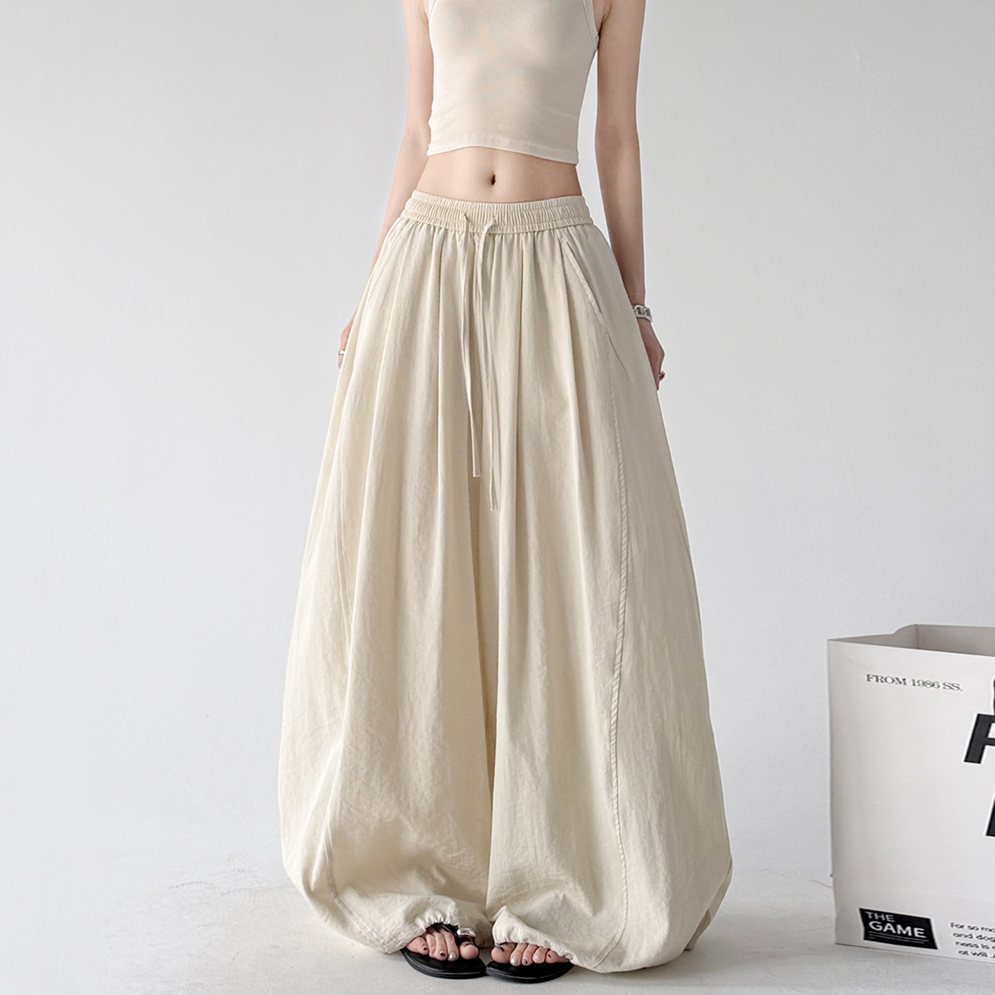 Soft Drape Linen-Blend Wide Leg Pants - CT6234