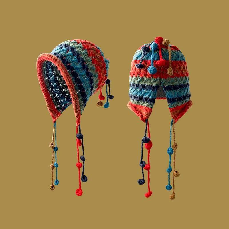 Colorful Vintage Knit Beanie