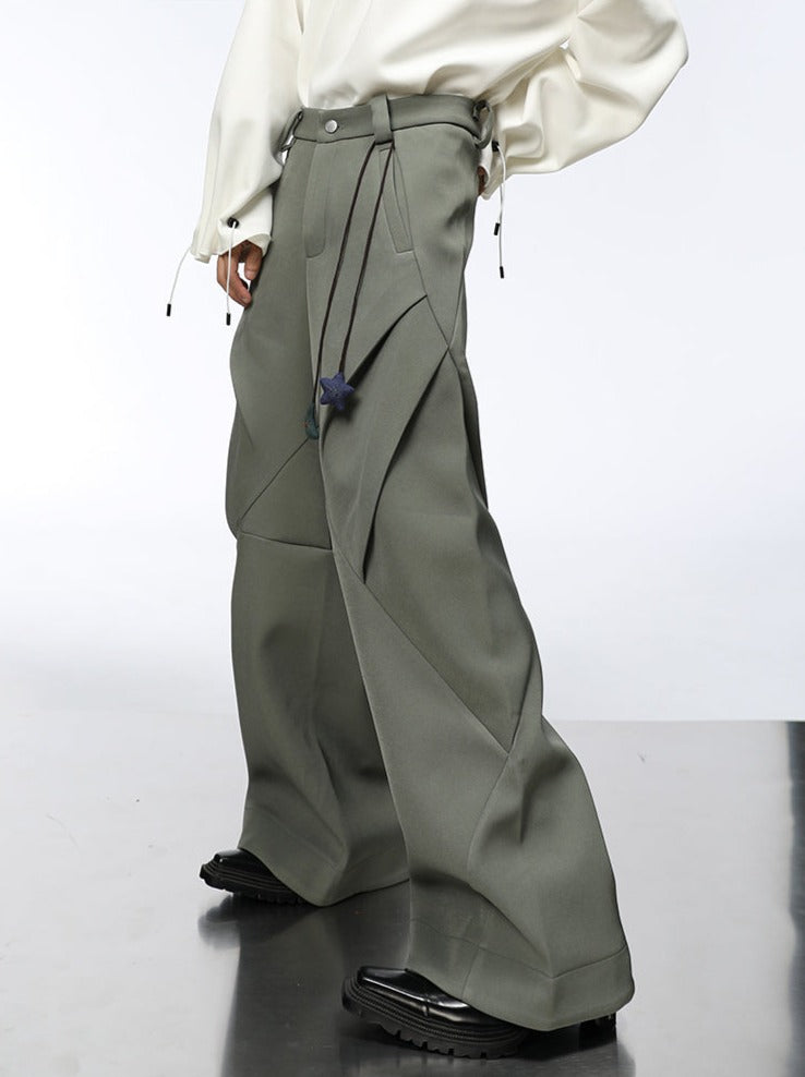 Futuristic Deconstructed Wide-Leg Casual Pants