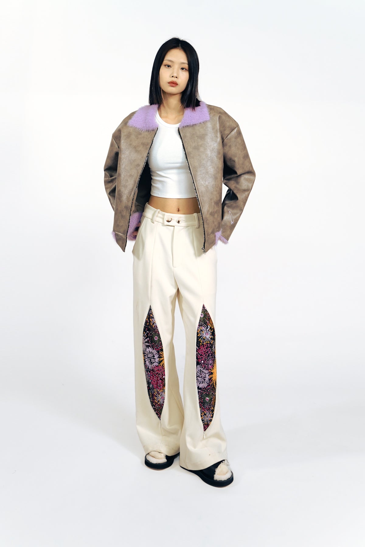 Fireworks Embroidered Straight-leg Pants