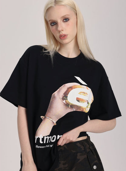 Handheld Burger Print Tee