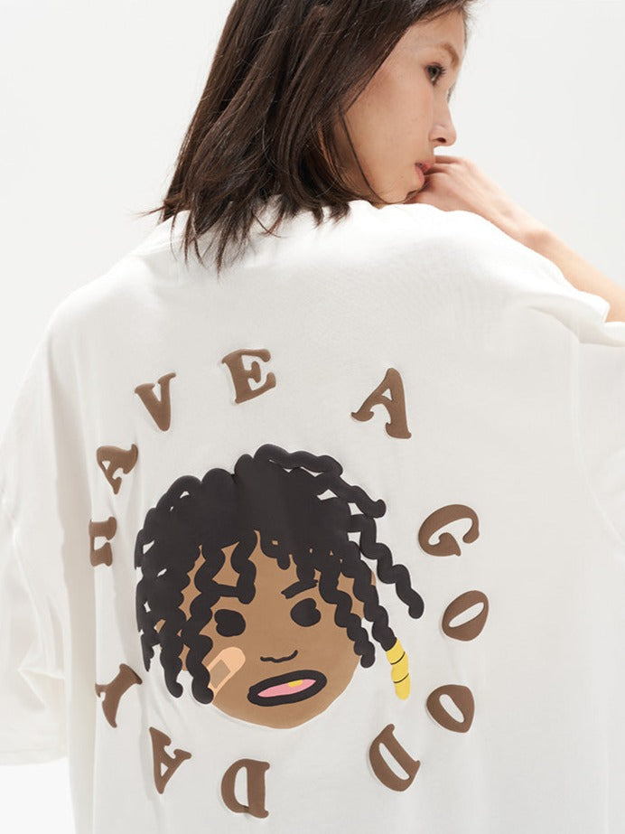 Hand-drawn Afro Puff Foam Print Tee