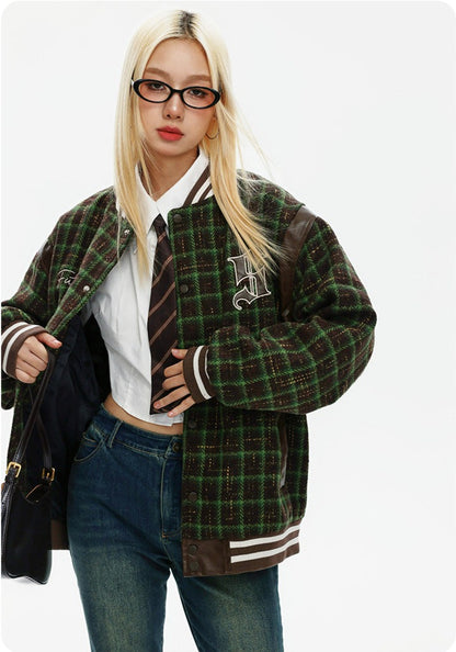 CATTEE Vintage Plaid Chanel-inspired Baseball Jacket