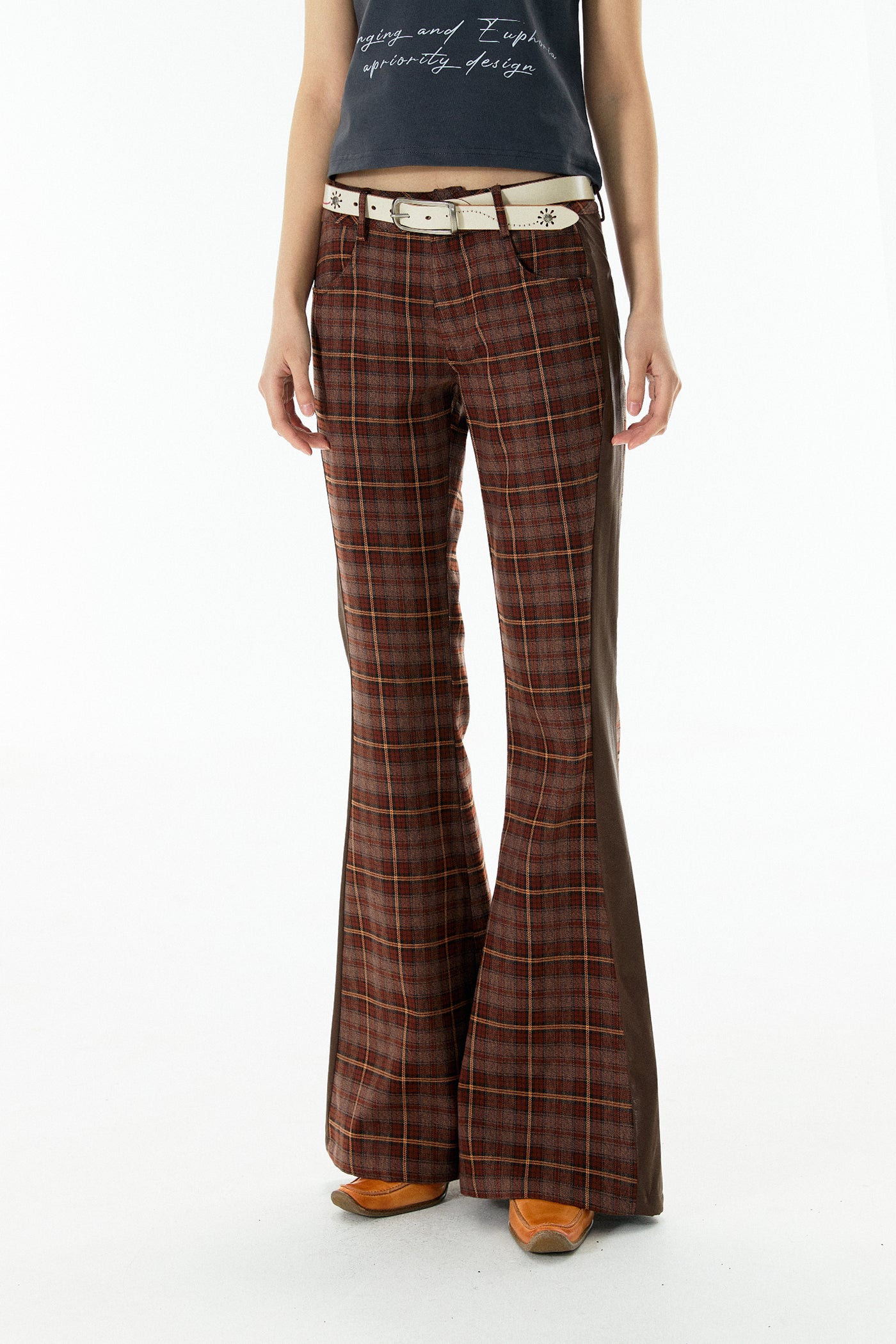 Plaid Flared Pants