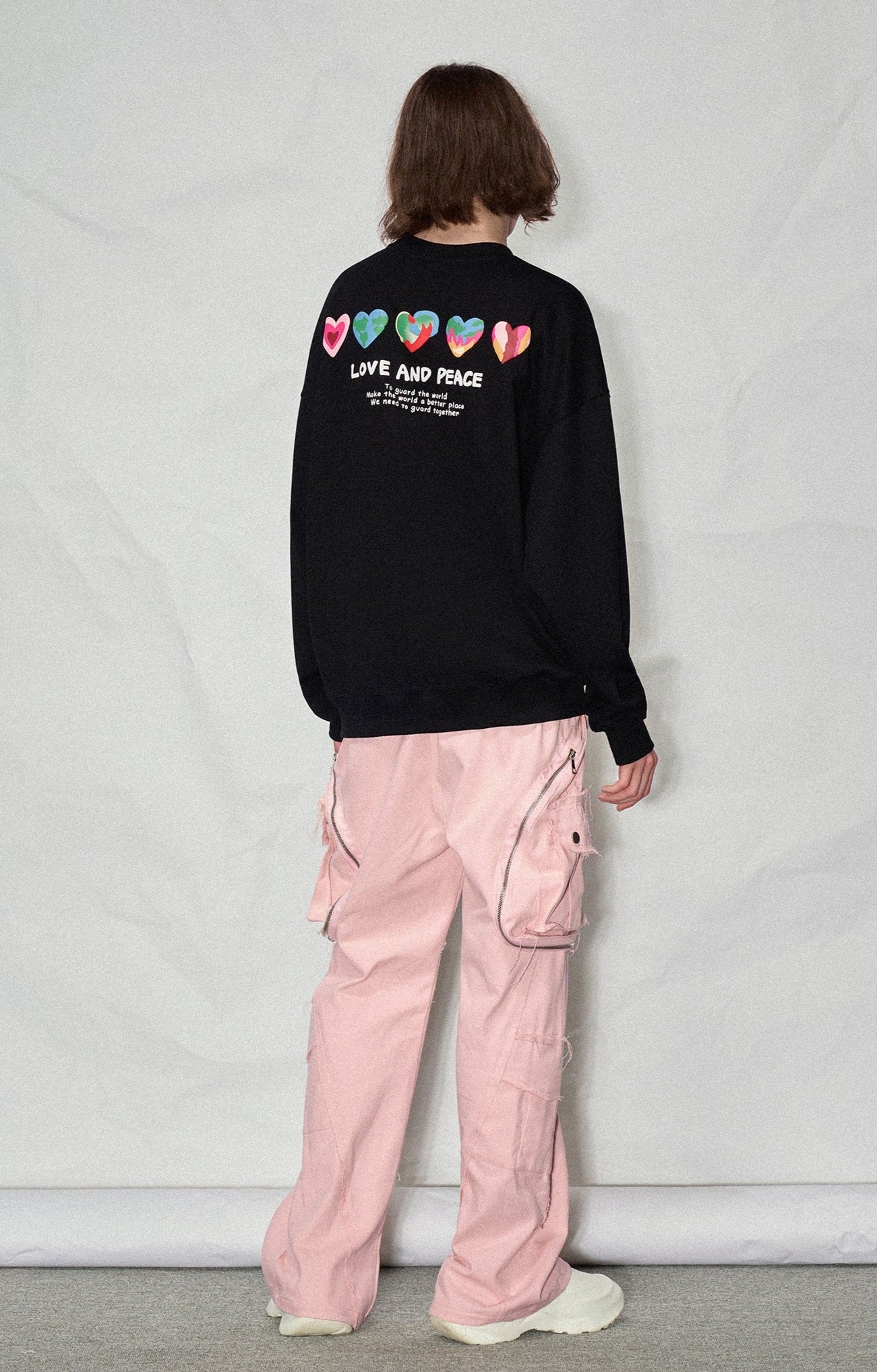 LOSTCTRL Hearts Foam Print Sweatshirt