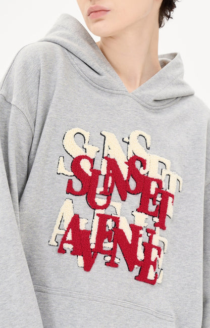 LOSTCTRL Sunset Embroidered Logo Print Hoodie