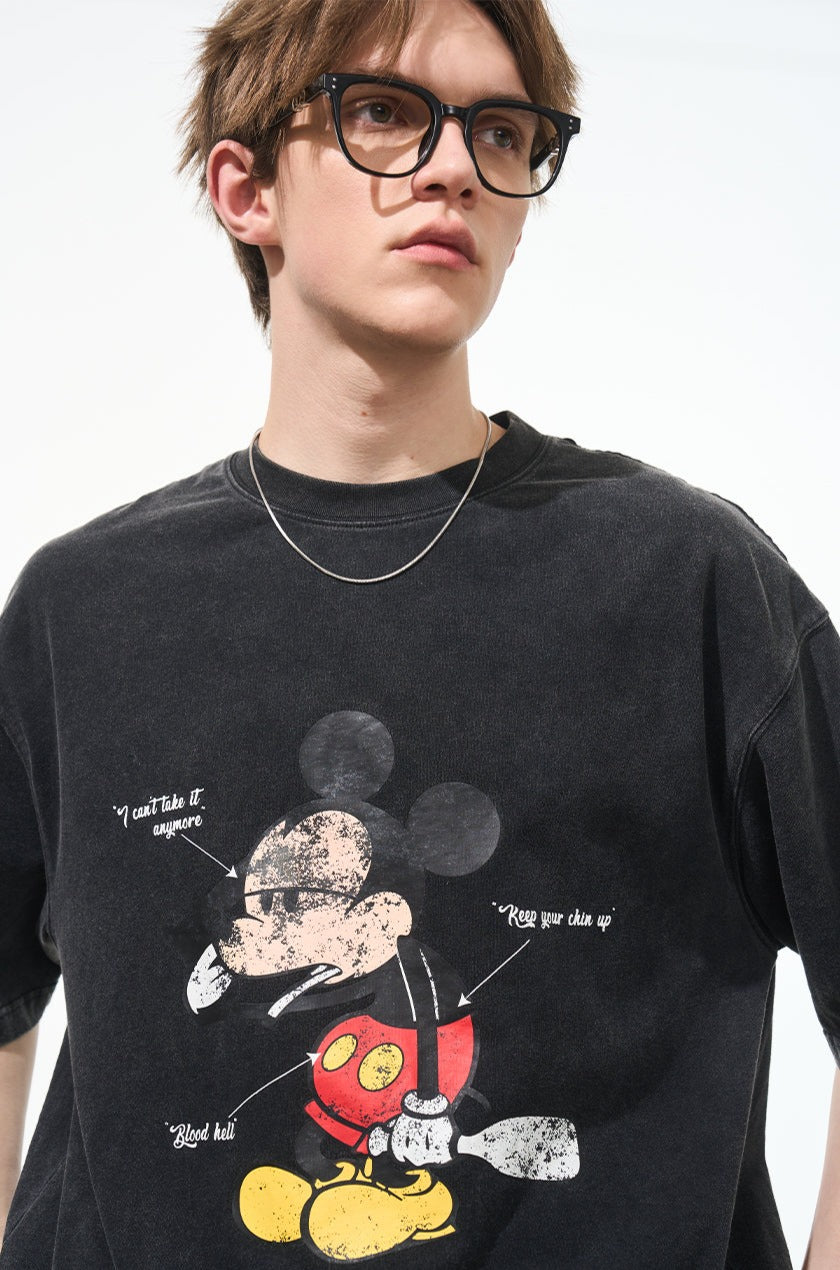 Comic Mickey Distressed Washed Tee