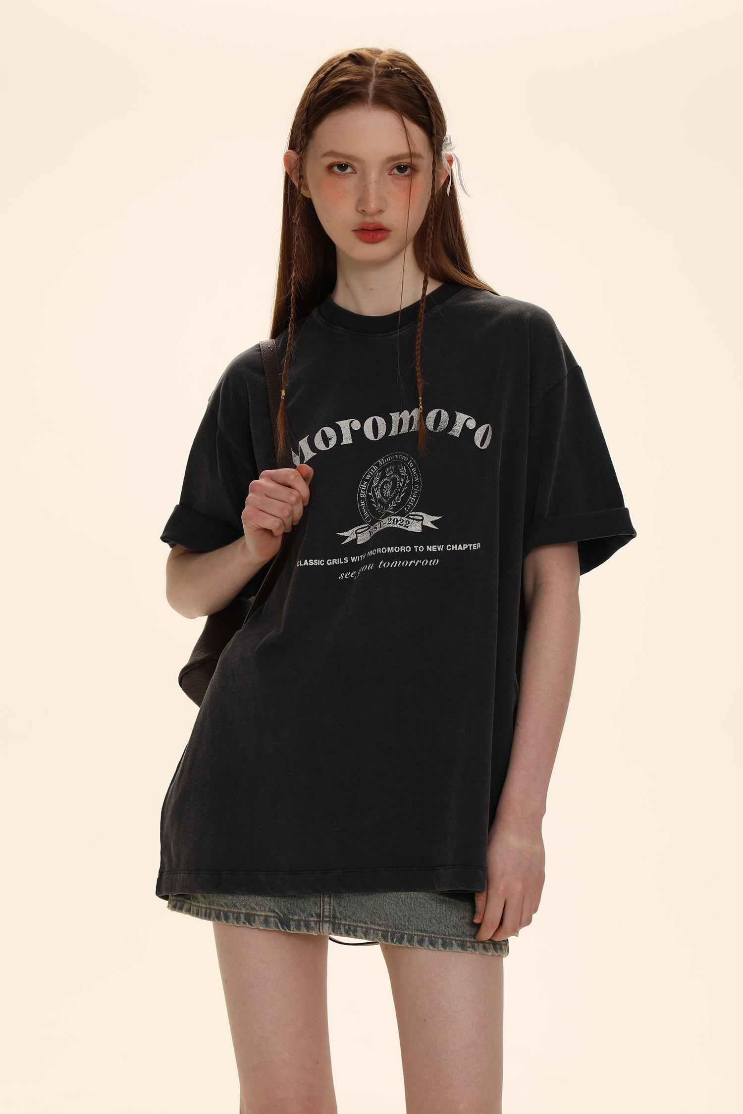 Vintage Distressed Logo Print Tee