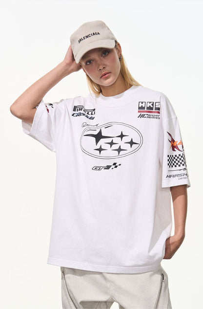 Vintage Hip-Hop Racing Print Tee