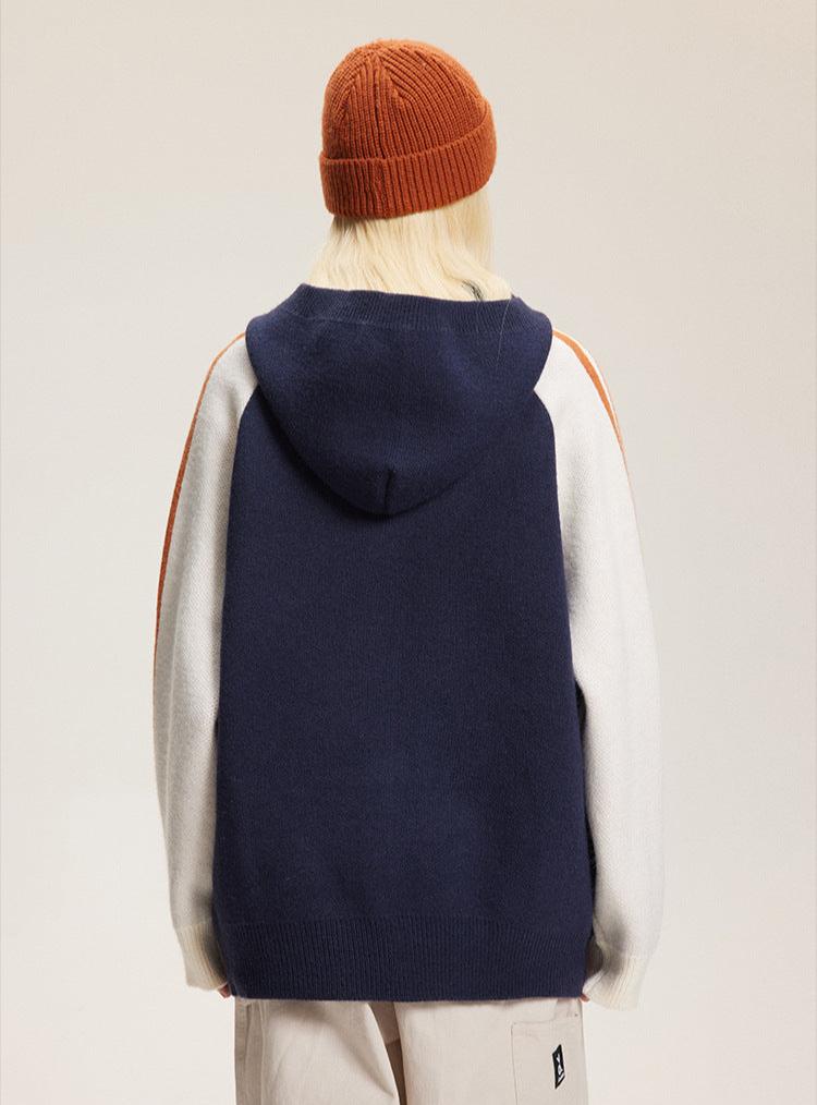 Striped Sleeves Colorblock Hoodie Sweater