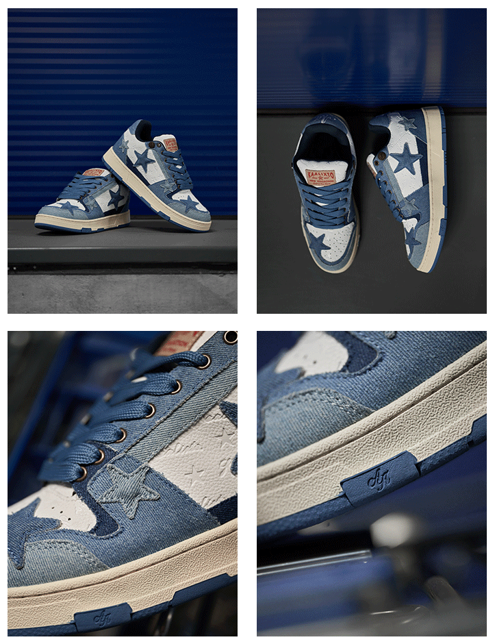 KAALIXTO Blue Denim Star Sneakers