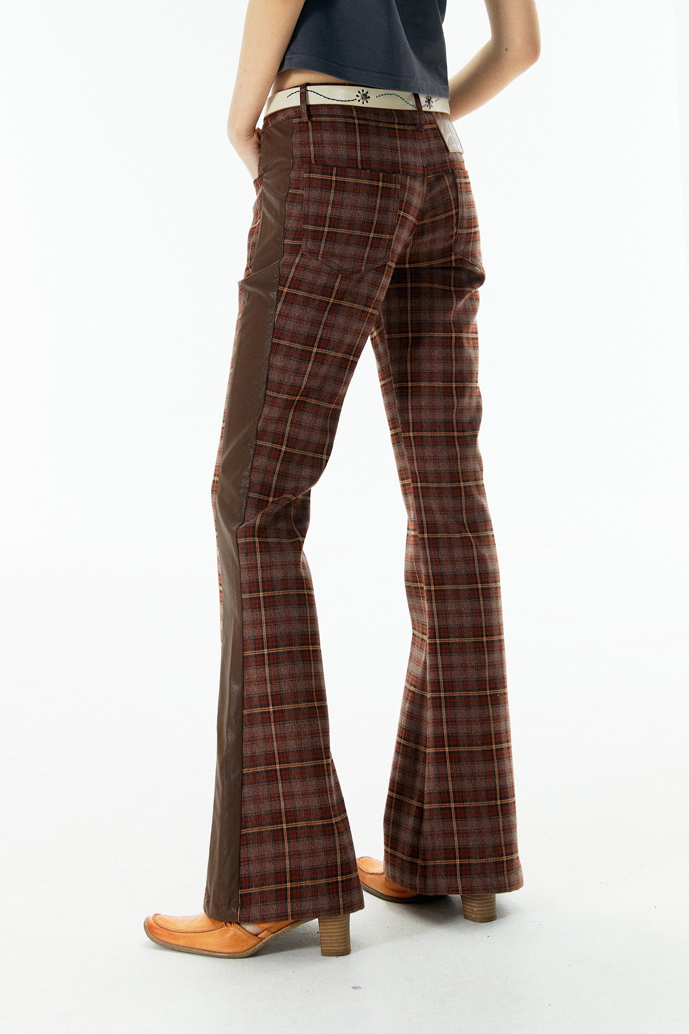 Plaid Flared Pants