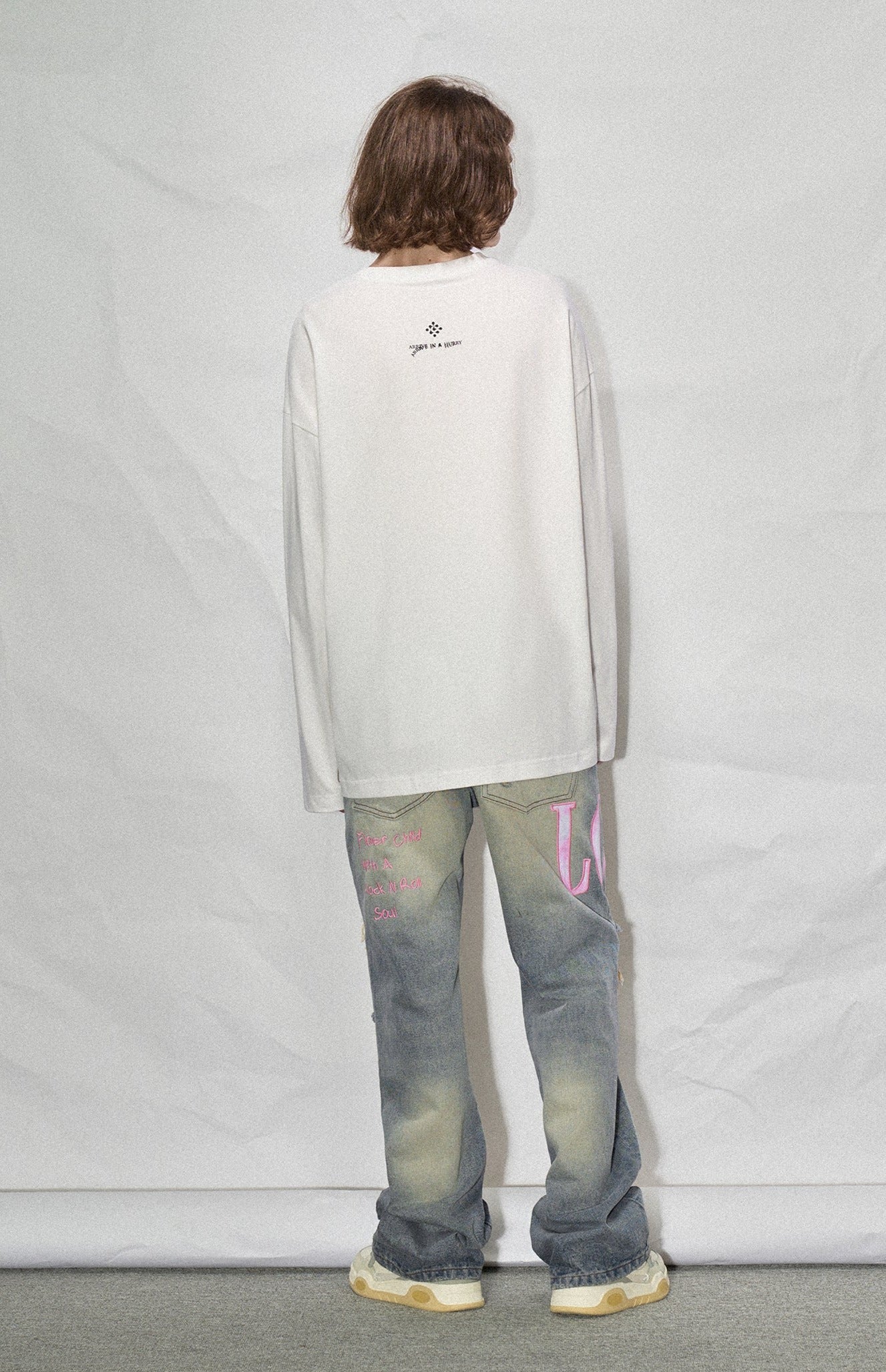 LOSTCTRL Wilted Letter Print Long Sleeve Tee