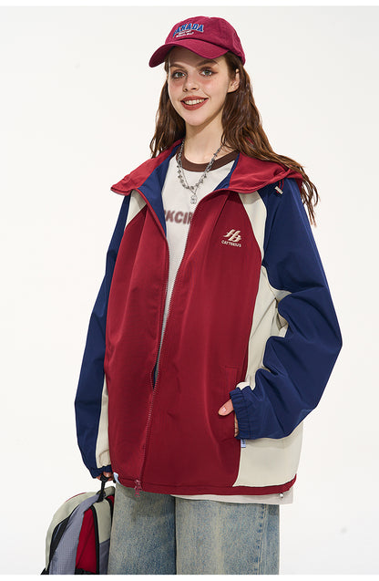 CATTEE Color Block Baseball Hooded Jacket