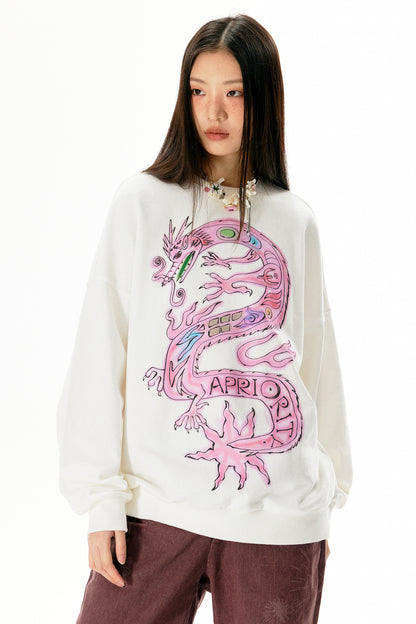 Cartoon Loong Print Sweatshirt