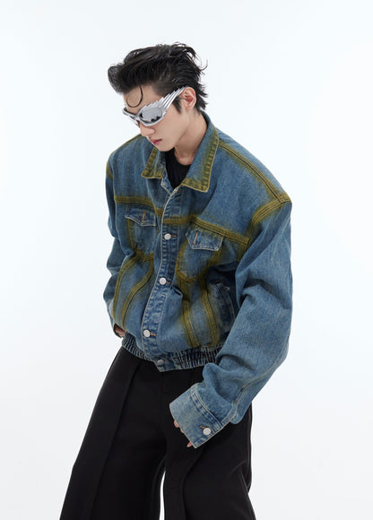 Washed Spray-Paint Gradient Denim Jacket