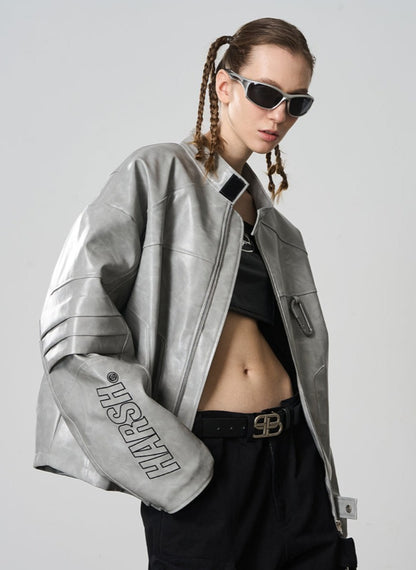 Harsh and Cruel Matte Deconstructed Patchwork Faux Leather Jacket