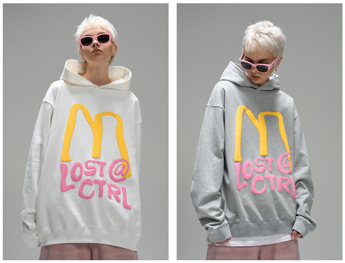 LOSTCTRL M Letter Puff Print Hoodie